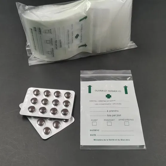 Borse da tavolo per farmacia con chiusura a zip per pillole con stampa personalizzata di eccellente resistenza allo strappo ecologica