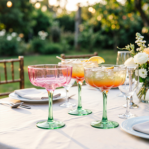 Lot de verres à pied martelés pour mariage, verres à cocktail en cristal sans plomb, verres à vin - Product Image 6