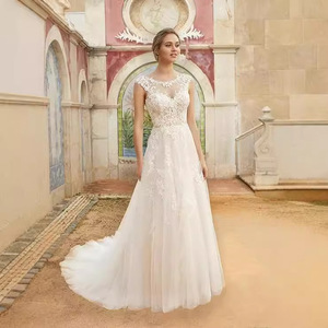 White A-Line Wedding Dress With Embroidered Lace Sweetheart Neckline Empire Waistline For Outdoor Brides - Product Image 3