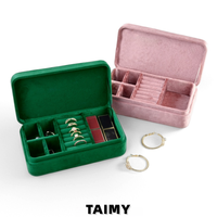 Boîte à bijoux rectangulaire en velours, nouvelle collection, personnalisable avec logo, étui de rangement portable pour boucles d'oreilles, bagues, colliers, emballage cadeau, vente en gros