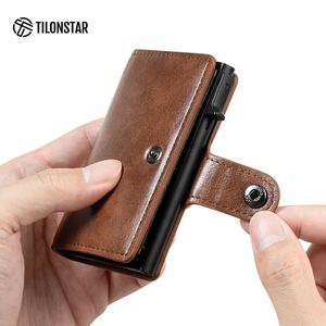 TILONSTAR TC127 ミニマリストカードオーガナイザー 二つ折りアルミ製カードケース ワンタッチポップアップウォレット PUレザー RFIDカードホルダー - Product Image 4