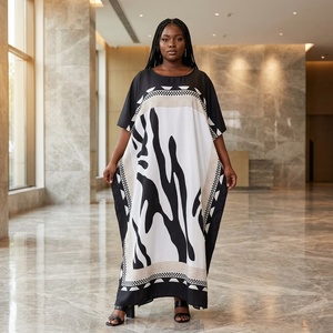Nouvelle Robe Longue Décontractée Ample à Rayures et Col en V pour Femme Africaine, en Tissu Mélangé Élastique Teint en Fil, Manches Chauve-Souris, Collection Printemps 2026, Meilleure Vente - Product Image 1