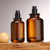 Vente en gros Flacons de parfum en verre ambré de luxe ronds de 30ml 50ml 100ml Flacon diffuseur en verre avec boule à bouchon rond