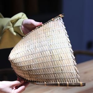 Bamboo Woven Winnowing <b>Basket</b> Rectangle Handmade Storage <b>Tray</b> For Kitchen Food Use Single Tier - Product Image 4