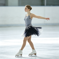 Robe de patinage et de danse pour enfants et adultes, gris et noir dégradé, manches longues en maille, jupe dégradée avec strass, pour compétition et spectacle de patinage sur glace
