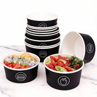 Mangkuk Salad Kertas Kraft Sekali Pakai Grosir, Dinding Tunggal, Food Grade, 500ml-1500ml untuk Sushi, Snack, Nasi, Katering, dan Takeaway