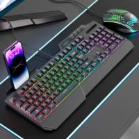 Hotsale RGB Backlit Wired Gaming Keyboard Claviers Multi-Function 104 Membrane Keycaps New Product Box Desktop