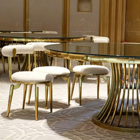 Tables de banquet d'hôtel au design moderne, en acier inoxydable doré, pour les mariages