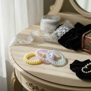 Vendita calda Trending moda Vintage cravatte per capelli da donna Retro raso nastro stampato velluto dolce per bambini all'ingrosso in gomma - Product Image 3