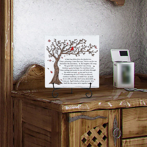 Placa Conmemorativa de Pájaro Cardenal Rojo - Regalo de Condolencias con Poema de Árbol Genealógico para el Luto por la Pérdida de un Ser Querido, Decoración de Mesa con Soporte - Product Image 5
