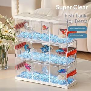 JJF Acquario Quadrato Moderno e Alla Moda in Plastica per Camera da Letto, Esterni e Cucina, Design Multi-Griglia, Piccole Dimensioni per Pesci <span class=keywords><strong>Discus</strong></span> - Product Image 4