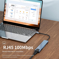 Station d'Accueil Multifonctionnelle USB C 8 en 1 Très Vendue avec RJ45 Ethernet 100M pour PC, Ordinateurs Portables et Smartphones, Type C