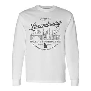 Camiseta de manga larga con diseño vintage del horizonte de Luxemburgo, diseño de viaje por Europa Occidental - Product Image 1
