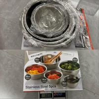 Offre Spéciale : Ensemble de 5 Ustensiles de Cuisine en Acier Inoxydable – Assiettes à Salade avec Échelle, Bol à Soupe, Moule à Gâteau, Outils de Cuisson et de Pâtisserie