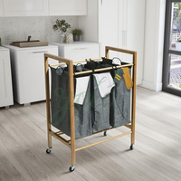 Vente en gros de tissu de bambou pliable Grand panier à linge à roulettes Panier de rangement amovible pour vêtements sales Tissu pour le salon