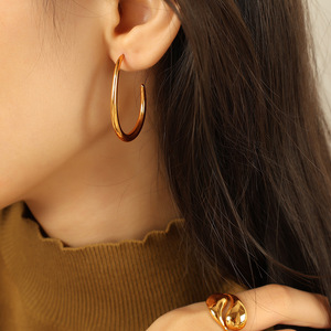 ต่างหูห่วงทรงเรขาคณิตชุบทองรูปตัว U เหล็กไทเทเนียมแฟชั่นเครื่องประดับปาร์ตี้ EH766 - Product Image 4