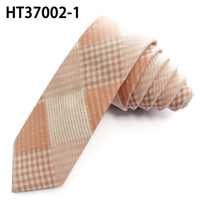 Cravate pour homme en coton à grands carreaux et pois, orange clair, avec logo, pour le week-end, par Tie Maker