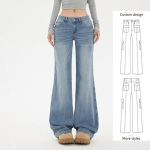 2025 autunno nuovi <span class=keywords><strong>Jeans</strong></span> Vintage <span class=keywords><strong>a</strong></span> <span class=keywords><strong>vita</strong></span> <span class=keywords><strong>bassa</strong></span> <span class=keywords><strong>a</strong></span> gamba larga da donna pantaloni in Denim larghi lunghi fino al pavimento - Product Image 1