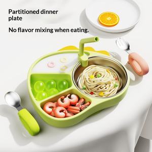 จานแบ่งส่วนสำหรับเด็ก ลายการ์ตูนไดโนเสาร์ ทำจากซิลิโคน พร้อมฐานดูด ปลอดสาร BPA สำหรับ<span class=keywords><strong>เด็ก</strong></span> - Product Image 2