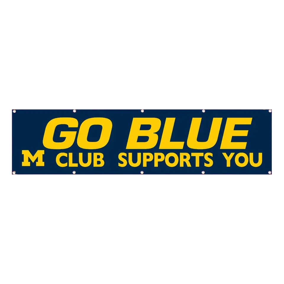 High quality custom 2x8 Ft Go Blue M SUPPORT YOU Flag with Brass Grommets Banner For Outdoor Room Man Cave