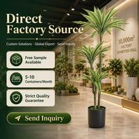 OH ARTS Grande plante artificielle de yucca à double tronc avec feuilles réalistes pour salon, salle d'exposition et décoration commerciale