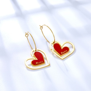 ต่างหูห้อยรูปใบไม้สแตนเลสสตีลชุบทอง 18k สำหรับผู้หญิง กันน้ำ - Product Image 4