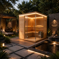 Cabine de sauna modulaire moderne autoportante en bois et verre pour la maison, l'hôtel, le spa et les projets de bien-être