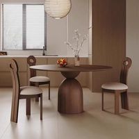 Table de salle à manger ronde moderne en noyer et pierre frittée, style champignon, en bois massif, pour restaurant et maison