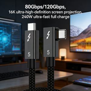 Cavo Thunderbolt ad Alta Velocità con Display e Cavo Thunderbolt Display, Ricarica Rapida 5A, Type-<span class=keywords><strong>C</strong></span> <span class=keywords><strong>a</strong></span> Type-<span class=keywords><strong>C</strong></span>, 1 <span class=keywords><strong>m</strong></span> in Nylon per Laptop - Product Image 5