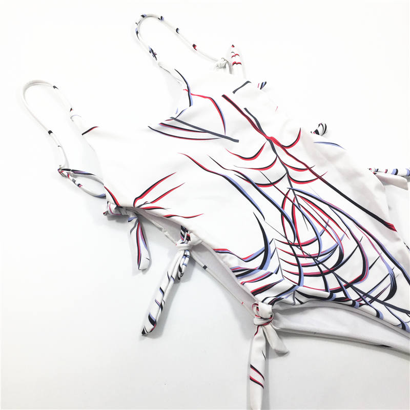 Madagascar palm Printing Fashion sexy multi-blinding belt one-piece swimsuit hot sale swimwear