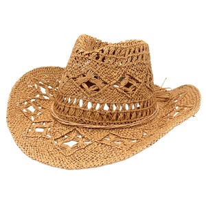 Wide Brim <b>Straw</b> <b>Hat</b> Men & Women's <b>Summer</b> <b>Straw</b> <b>Hat</b> Cowboy Cowgirl Shapeable Hollow Out Woven Roll Up Beach Sun <b>Hat</b> - Product Image 1