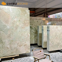 Dalle de marbre vert Monets Garden, Breccia Botticelli Rose, en pierre naturelle pour îlot de cuisine de villa, lavabo et plateau de table