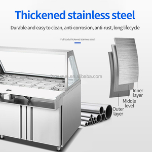 Muxue thương mại salad bar 2 cửa dưới truy cập bảng topsalad Máy làm lạnh lạnh tự chọn salad Bar MX-QGSLG180 thép không gỉ - Product Image 4