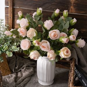 Fleur artificielle CallaFloral, rose rose clair, branche unique, polyester, décoration d'intérieur, bouquet de mariage - Product Image 1