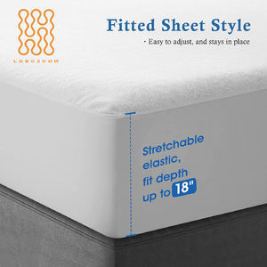 Protège-matelas Longshow Premium Soft 100% imperméable blanc, taille Twin, tissu en tissu éponge, antibactérien, toutes saisons - Product Image 1
