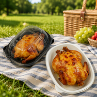 Boîte à poulet rôti jetable, emballage pratique, anti-buée, pour la restauration, boîte à poulet frais commerciale