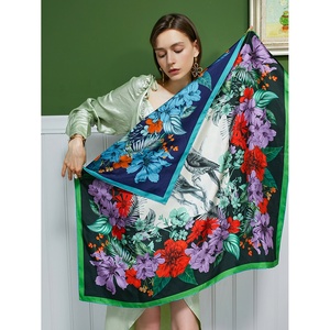 Bán Buôn Tùy Chỉnh Thực 100% Khăn Lụa Đôi In Ấn 90X90 Cm Lớn Vuông Khăn Choàng Khăn Choàng - Product Image 2