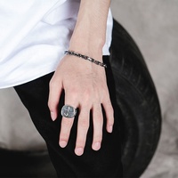 Vintage Bully Punk Fashion Jewelry Bracelet en argent sterling 925 par Mygrillz pour les fêtes et les cadeaux Bracelet cubain gothique pour hommes
