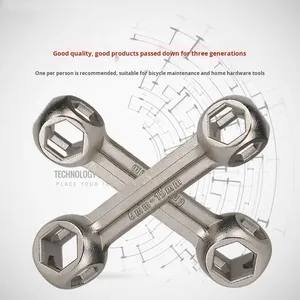 Multi-function <b>Wrench</b> 6-15MM Bone Shape Hexagon Holes <b>Torque</b> <b>Wrench</b> <b>Bike</b> Repair Spanner Tool - Product Image 4
