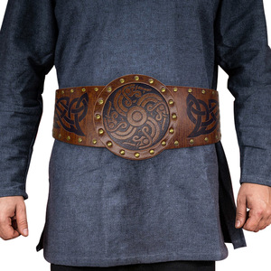 Ceinture en cuir PU avec boucle en forme de Vegvisir Viking médiéval en relief, ceinture rétro Renaissance pour <span class=keywords><strong>chevalier</strong></span>, ceinture en cuir pour homme - Product Image 4