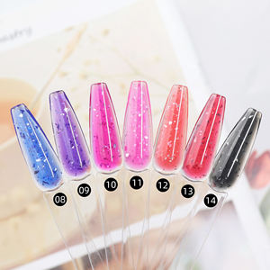 Gel de construction transparent sans HEMA ni TPO pour extension d'ongles, gel coloré effet bonbon, gel pailleté personnalisé avec logo en pot – Vente en gros - Product Image 1