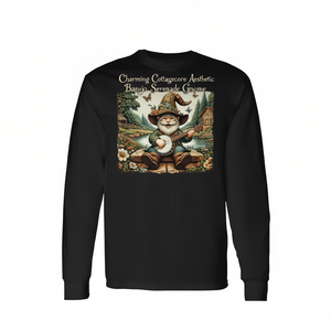 T-shirt a maniche lunghe con gnomi in stile Cottagecore, ispirata al serenato del banjo - Product Image 2