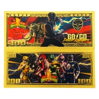 2026 Penjualan Terlaris 5 Model Uang Kertas Anime Power Rangers Amerika Berlapis Emas untuk Hadiah