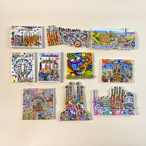 Imán de Resina 3D de Barcelona, España, <span class=keywords><strong>Sagrada</strong></span> <span class=keywords><strong>Familia</strong></span>, Parque Gueill, Mosaico Artístico, Recuerdo de Viaje, Decoración para Refrigerador, Regalo - Product Image 1