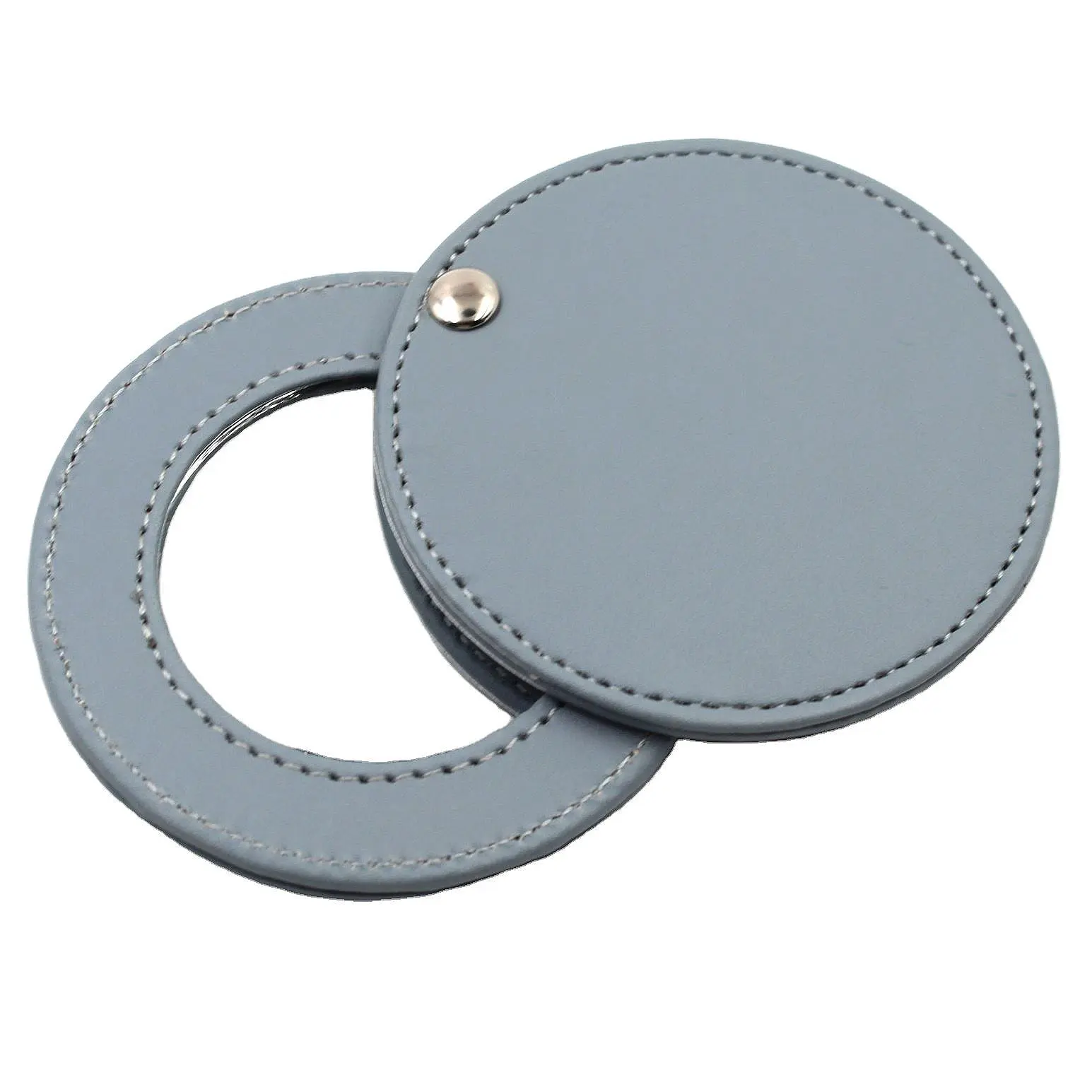Mini PU Leder Make-up Kompakt spiegel Anpassen Deboss Logo Drehen Clam shell Tragbarer Taschen spiegel