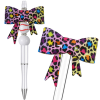 Personnalisé arc-en-ciel guépard impression Silicone arc paille Topper gobelet botte noeud noeud forme paille couverture Topper cadeaux amusants