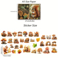 JAI IMAN 12 papiers A5 et 64 autocollants DIY Vintage Squirrel Forest Junk Journal Kit Scrapbook Decor Paper