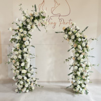 Arche de mariage de style européen, support de toile de fond en métal, pour ballons et plantes grimpantes, 140x38x240cm, Noir Blanc Vert