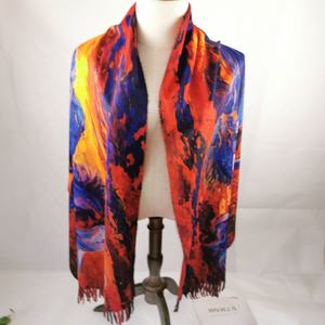नई गर्म फैशन तेल पेंटिंग डिजिटल प्रिंट शॉल मल्टी स्टाइल कस्टमाइना स्कार्फ - Product Image 2