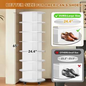 <span class=keywords><strong>Zapatero</strong></span> Giratorio de 7 Niveles con 4 Ruedas Universales, Diseño Giratorio de 360°, Multifuncional, Independiente, para Almacenamiento y Exhibición - Product Image 2